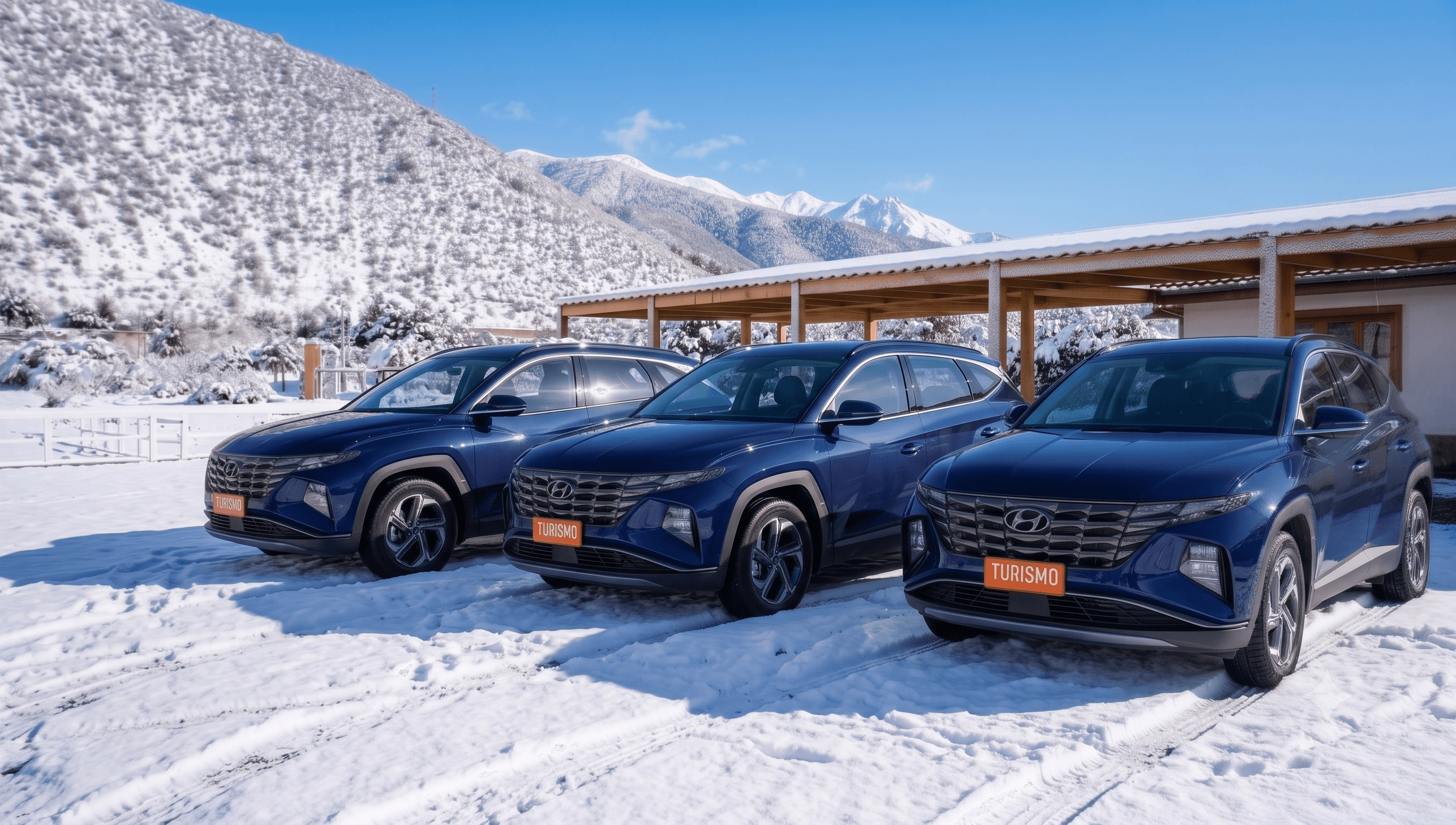 Flota de vehículos Hyundai Tucson de Transfer Oficial en la cordillera nevada